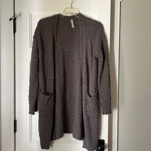 Gray popcorn cardigan with pockets